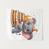 Schattige Olifant 16e Verjaardag Wandkleed (Voorkant (horizontaal))