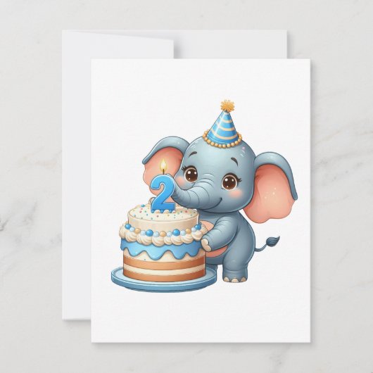 Schattige Olifant 2e Verjaardag (Voorkant)