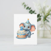 Schattige Olifant 2e Verjaardag Briefkaart (Staand voorkant)