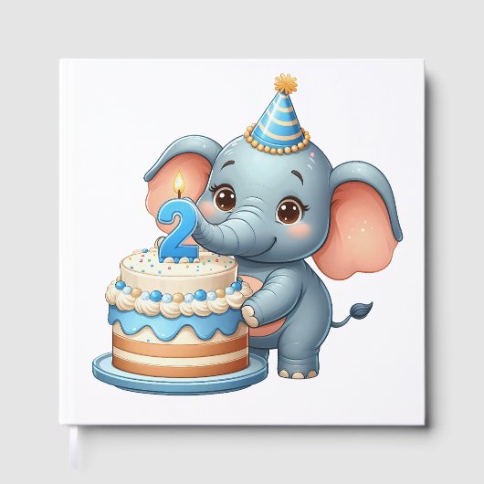 Schattige Olifant 2e Verjaardag Gastenboek (Voorkant)