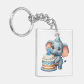 Schattige Olifant 2e Verjaardag Sleutelhanger (Voorkant Links)