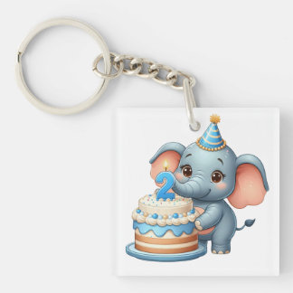 Schattige Olifant 2e Verjaardag Sleutelhanger