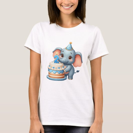 Schattige Olifant 2e Verjaardag T-shirt (Voorkant)