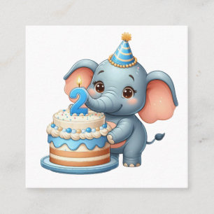 Schattige Olifant 2e Verjaardag Vierkante Visitekaartje