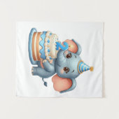 Schattige Olifant 2e Verjaardag Wandkleed (Voorkant (horizontaal))