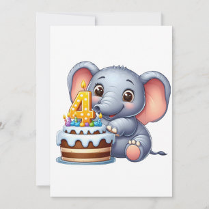 Schattige Olifant 4e Verjaardag Aankondiging