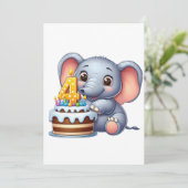 Schattige Olifant 4e Verjaardag Aankondiging (Staand voorkant)