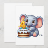 Schattige Olifant 4e Verjaardag Aankondiging (Voorkant / Achterkant)
