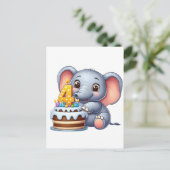 Schattige Olifant 4e Verjaardag Aankondigingskaart (Staand voorkant)