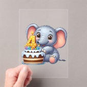 Schattige Olifant 4e Verjaardag Acryl Uitnodigingen (Insitu (Draagbaar))