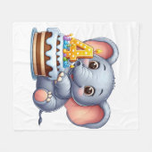 Schattige Olifant 4e Verjaardag Fleece Deken (Voorkant (Horizontaal))
