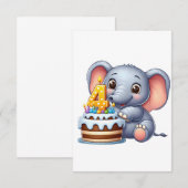 Schattige Olifant 4e Verjaardag Informatiekaartje (Voorkant / Achterkant)