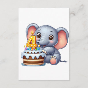 Schattige Olifant 4e Verjaardag Informatiekaartje