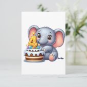 Schattige Olifant 4e Verjaardag Informatiekaartje (Staand voorkant)