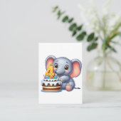 Schattige Olifant 4e Verjaardag Informatiekaartje (Staand voorkant)