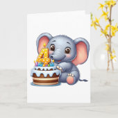 Schattige Olifant 4e Verjaardag Kaart (Gele Bloem)