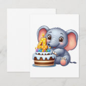Schattige Olifant 4e Verjaardag Kaart (Voorkant / Achterkant)