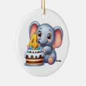 Schattige Olifant 4e Verjaardag Keramisch Ornament (Rechts)