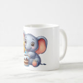 Schattige Olifant 4e Verjaardag Koffiemok (Voorkant rechts)