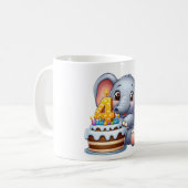 Schattige Olifant 4e Verjaardag Koffiemok (Voorkant links)