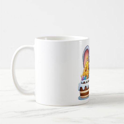 Schattige Olifant 4e Verjaardag Koffiemok (Links)