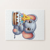 Schattige Olifant 4e Verjaardag Legpuzzel (Horizontaal)