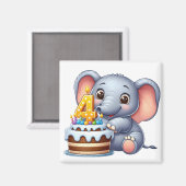 Schattige Olifant 4e Verjaardag Magneet (Voorkant / Achterkant)