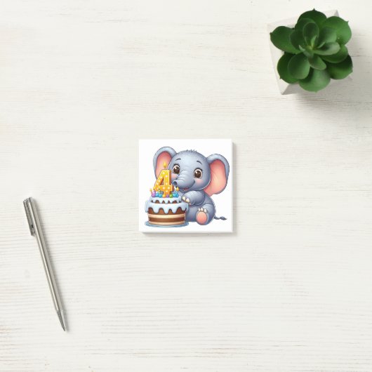 Schattige Olifant 4e Verjaardag Post-it® Notes (Kantoor)