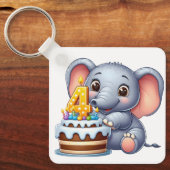 Schattige Olifant 4e Verjaardag Sleutelhanger (Voorkant)