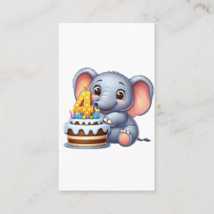 Schattige Olifant 4e Verjaardag Visitekaartje