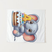 Schattige Olifant 4e Verjaardag Wandkleed (Voorkant (horizontaal))