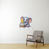 Schattige Olifant 4e Verjaardag Wandkleed (In situ)