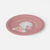 Schattige Olifant 4e Verjaardagsfeestje Meisje Dus Papieren Bordje (Gekanteld)