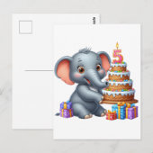 Schattige Olifant 5e Verjaardag Briefkaart (Voorkant / Achterkant)