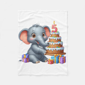Schattige Olifant 5e Verjaardag Fleece Deken