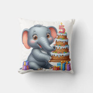 Schattige Olifant 5e Verjaardag Kussen