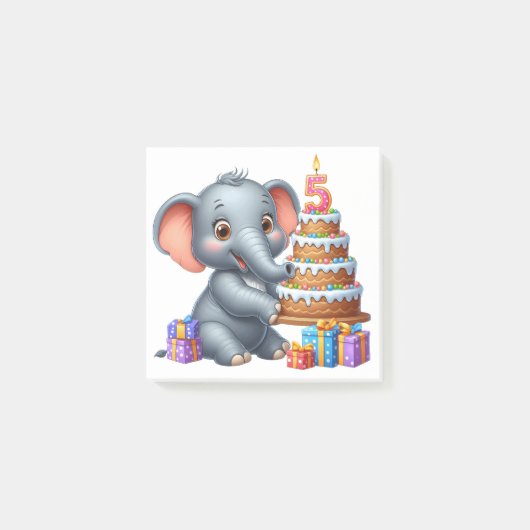 Schattige Olifant 5e Verjaardag Post-it® Notes (Voorkant)