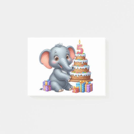 Schattige Olifant 5e Verjaardag Post-it® Notes (Voorkant)