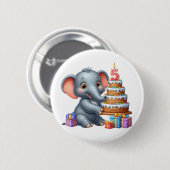 Schattige Olifant 5e Verjaardag Ronde Button 5,7 Cm (Voorkant /achterkant)