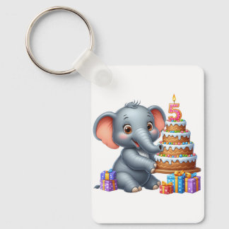 Schattige Olifant 5e Verjaardag Sleutelhanger