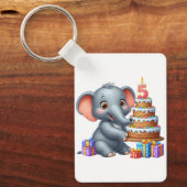 Schattige Olifant 5e Verjaardag Sleutelhanger (Voorkant)