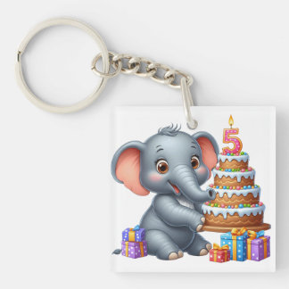 Schattige Olifant 5e Verjaardag Sleutelhanger