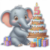Schattige Olifant 5e Verjaardag Sticker (Voorkant)