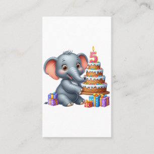 Schattige Olifant 5e Verjaardag Visitekaartje