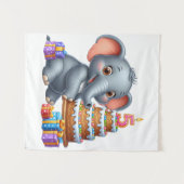 Schattige Olifant 5e Verjaardag Wandkleed (Voorkant (horizontaal))