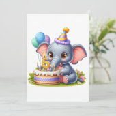Schattige Olifant 6de Verjaardag Aankondiging (Staand voorkant)