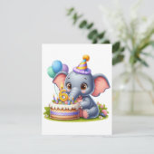 Schattige Olifant 6de Verjaardag Bedankkaart (Staand voorkant)
