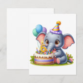 Schattige Olifant 6de Verjaardag Bedankkaart (Voorkant / Achterkant)