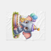 Schattige Olifant 6de Verjaardag Fleece Deken (Voorkant (Horizontaal))