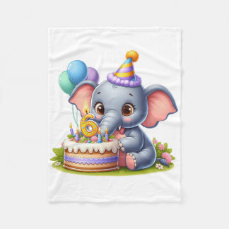 Schattige Olifant 6de Verjaardag Fleece Deken